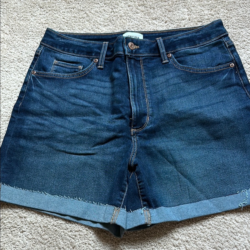 Sonoma Blue Jean Shorts High-Waisted Cuffed